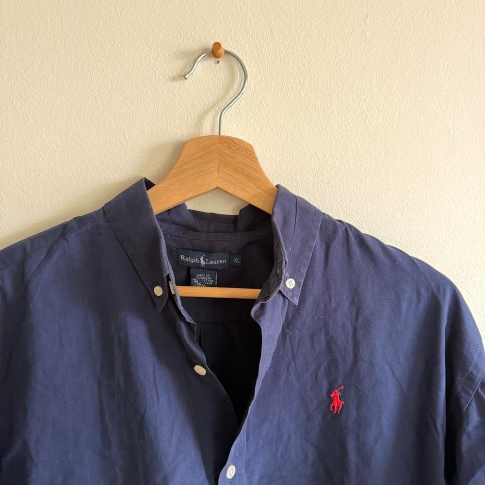 Navy blue Ralph Lauren cotton button-up shirt